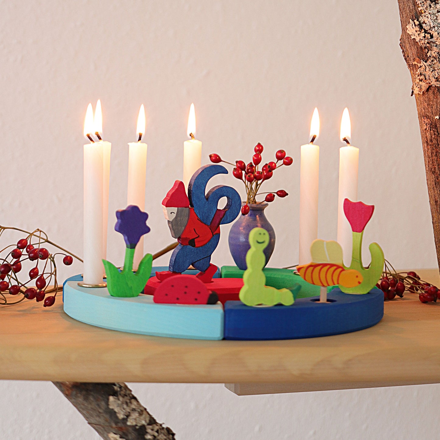 Grimms Festtagsring Geburtstagsring 12 Loecher blau/gruen