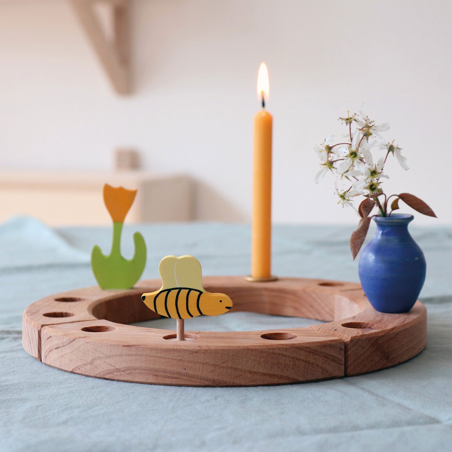 Geburtstagsring Festtagsring Grimms 12 Loecher Holz natur