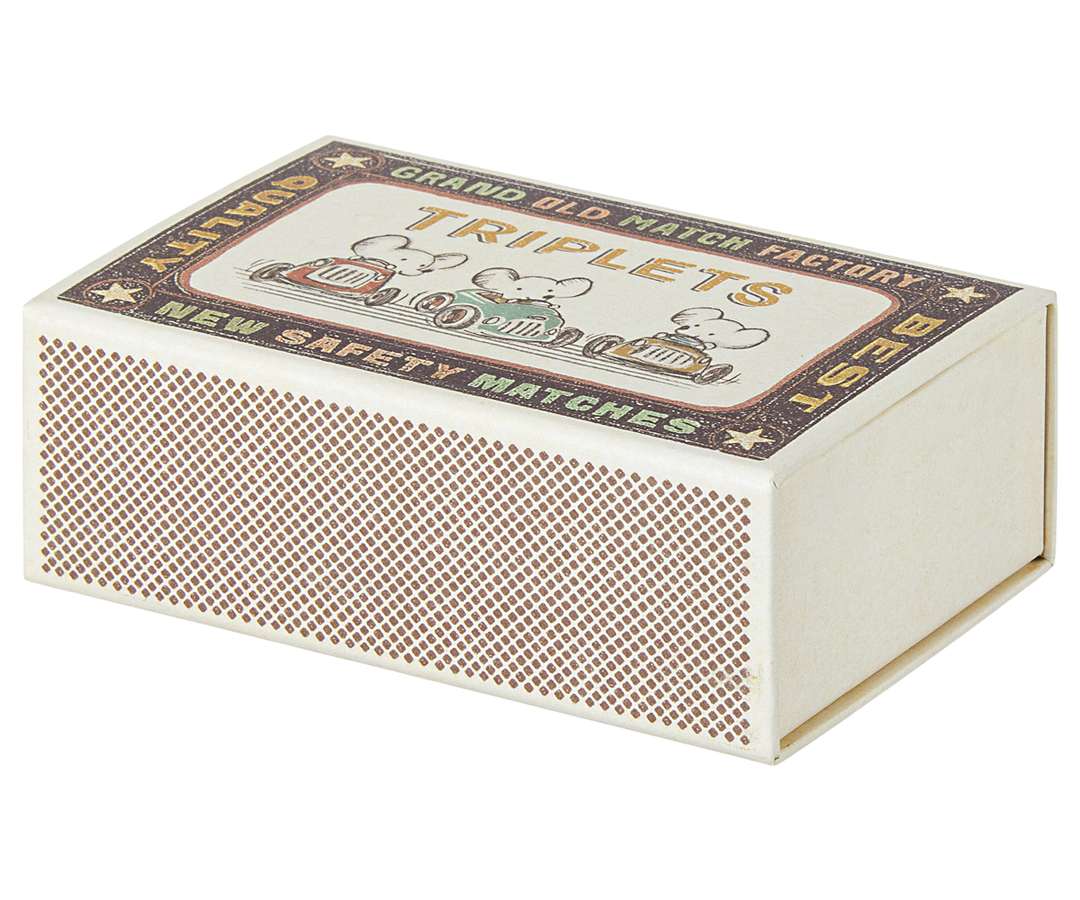 Drillinge Babymäuse in der Streichholzschachtel