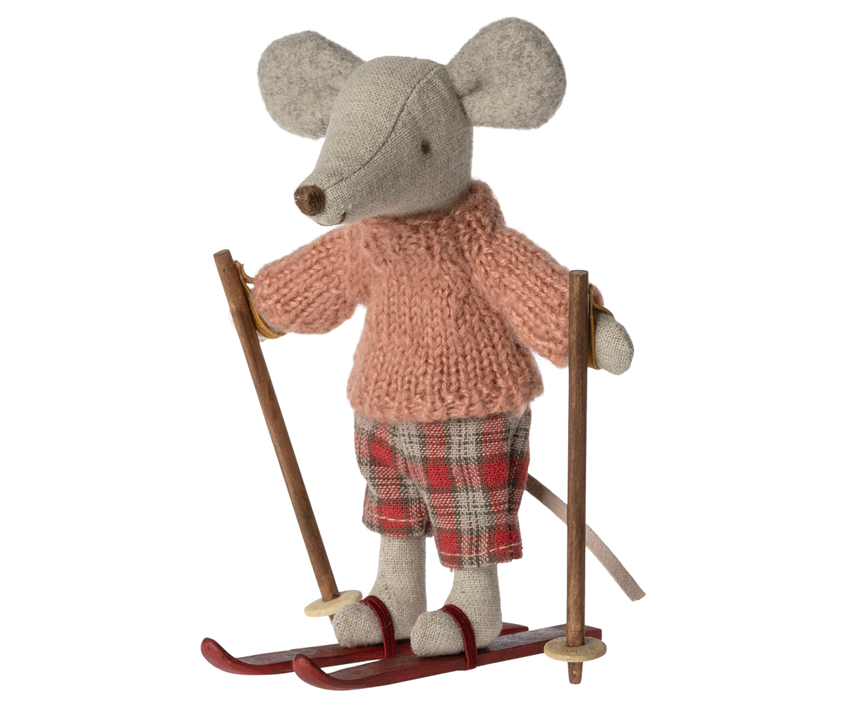 Wintermaus mit Ski Grosse Schwester Maus Maileg