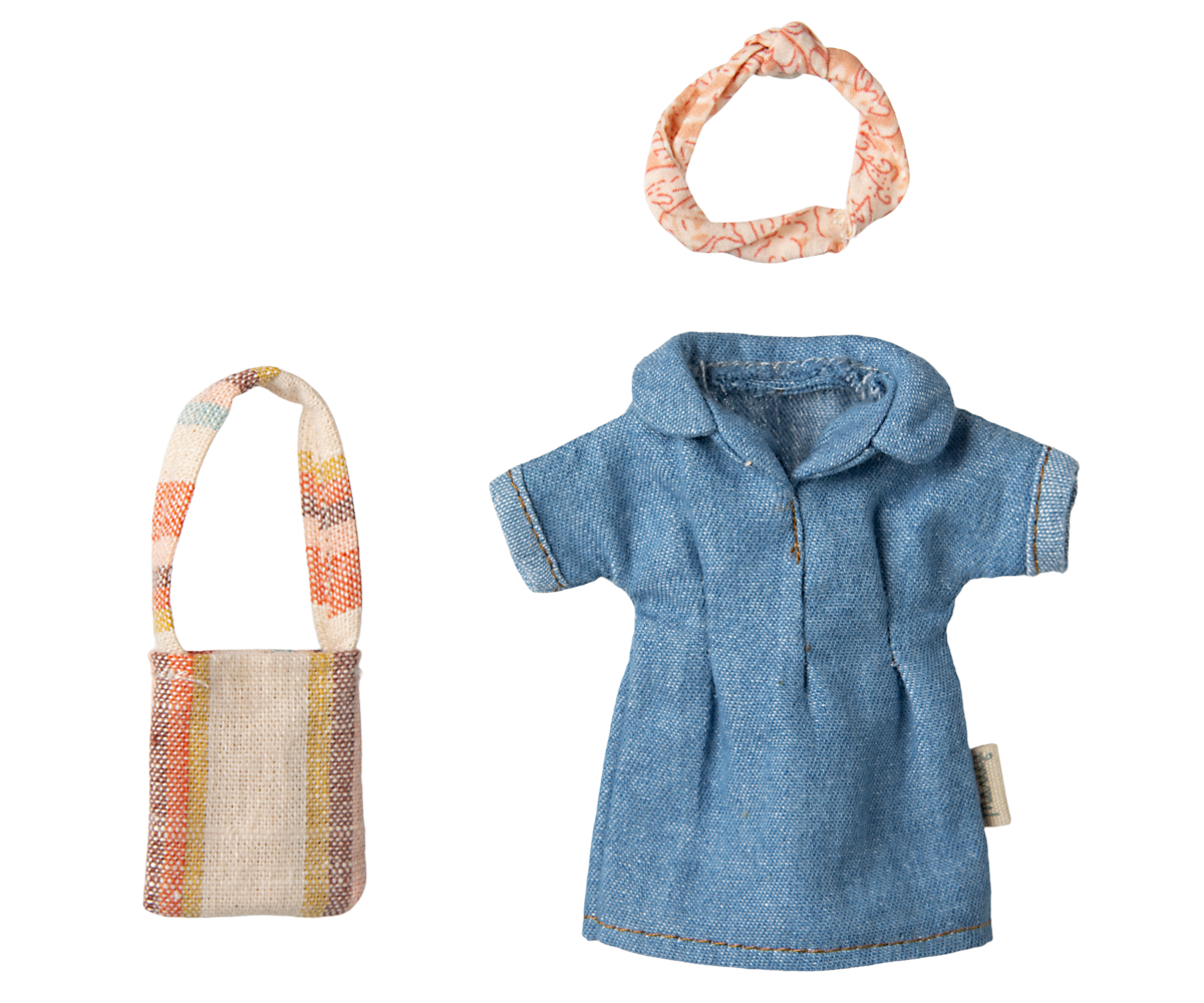 Jeanskleid und Tasche Zubehör Mama Maus Maileg