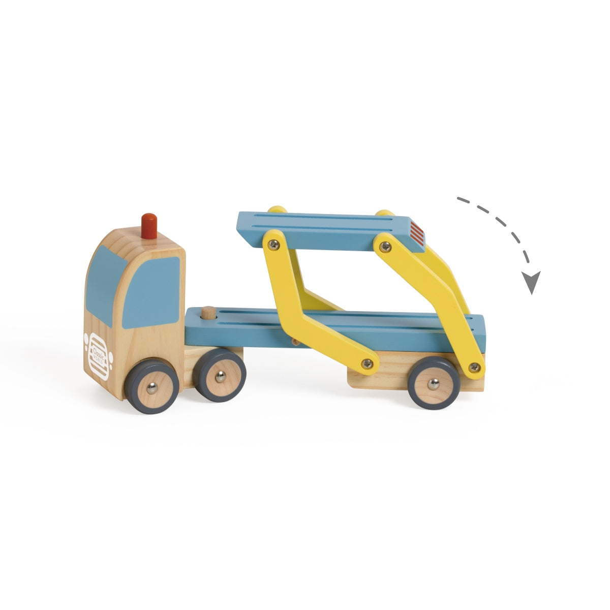 Autotransporter mit 3 Autos aus Holz