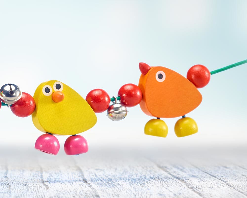 Kinderwagenkette Vögelchen aus Holz von Selecta