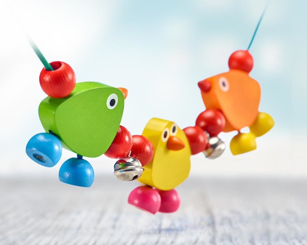 Kinderwagenkette Vögelchen aus Holz von Selecta