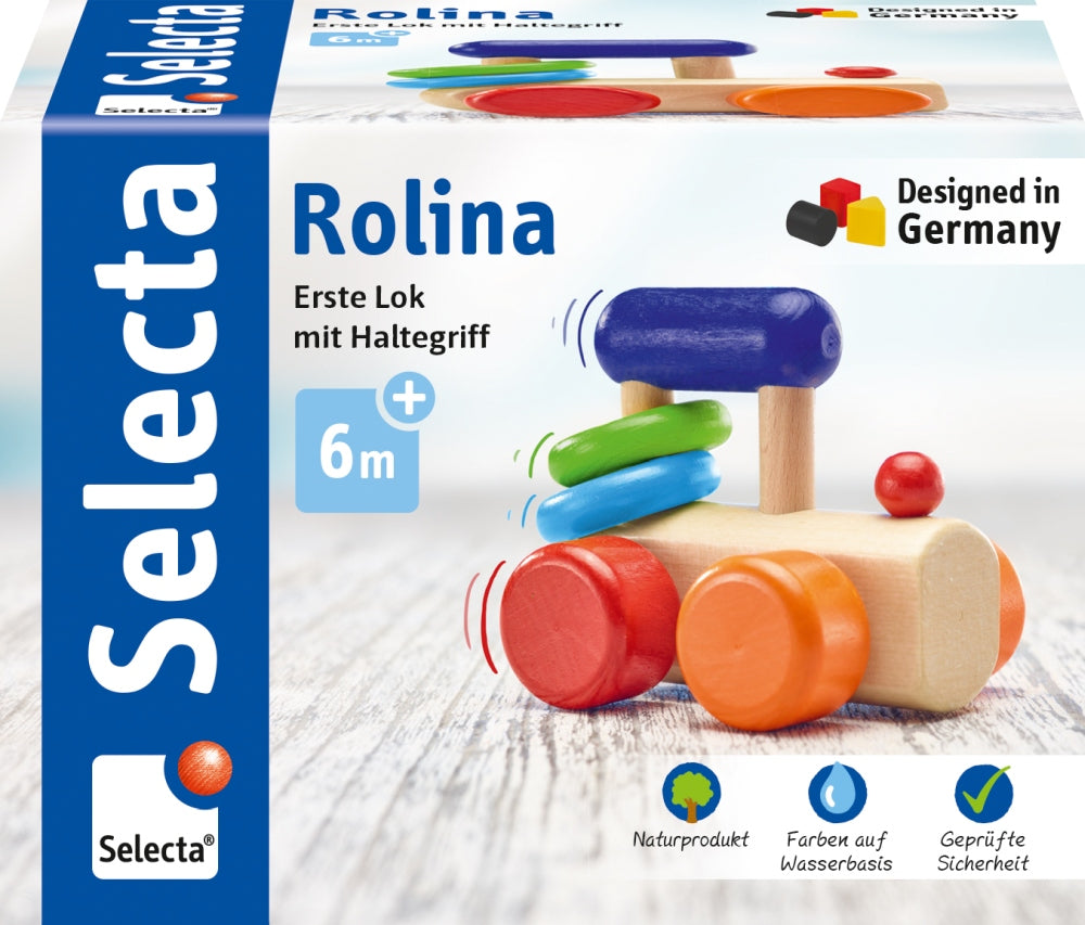 Greifling Lok mit Klapperringen aus Holz von Selecta