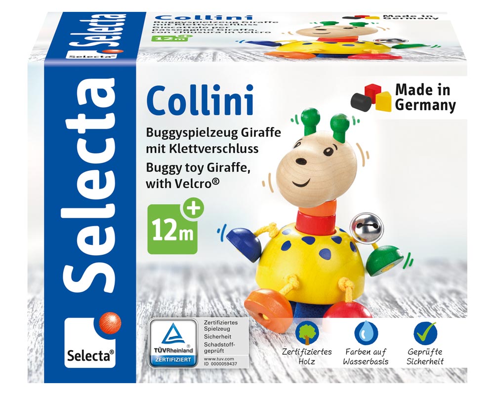 Buggyspielzeug mit Klettverschluß Giraffe aus Holz von Selecta