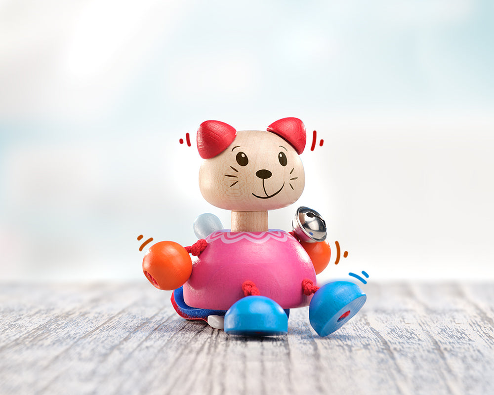 Buggyspielzeug mit Klettverschluss Katze aus Holz von Selecta