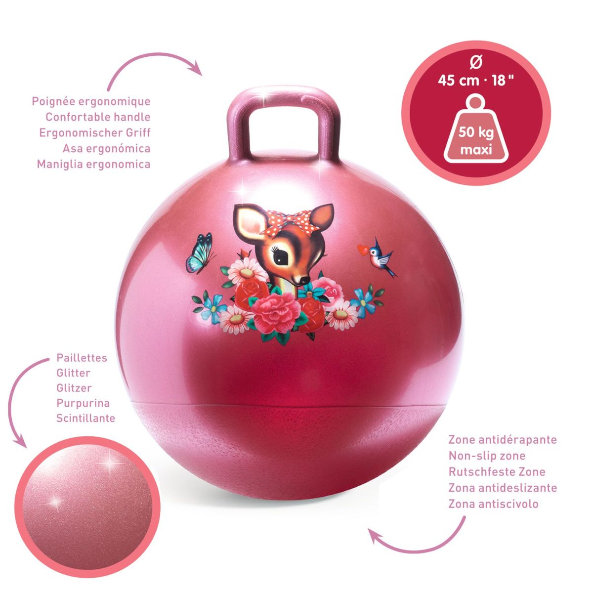 Hüpfball Glitzer Reh von Djeco