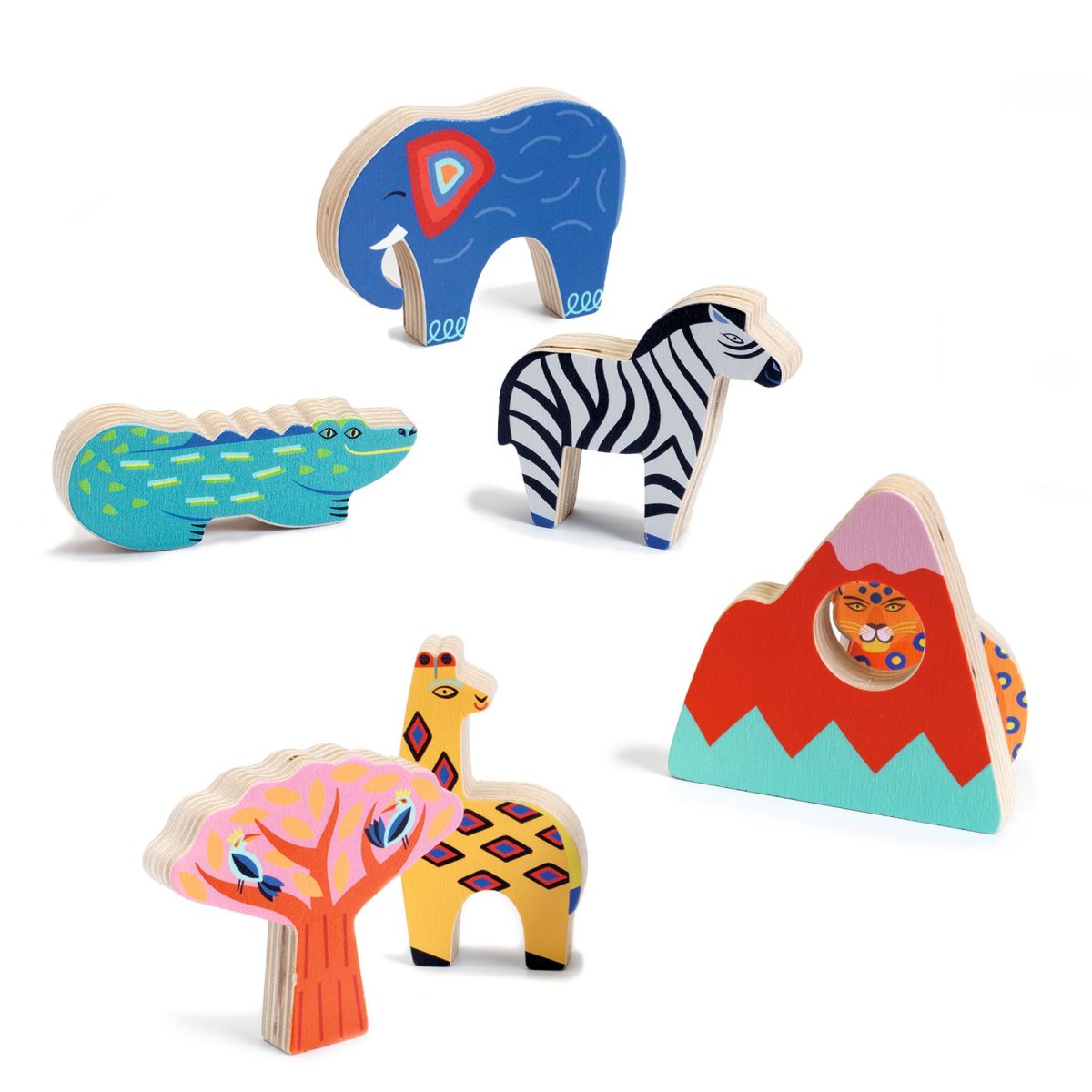 Holzpuzzle zum Einlegen der Figuren aus Holz von Djeco
