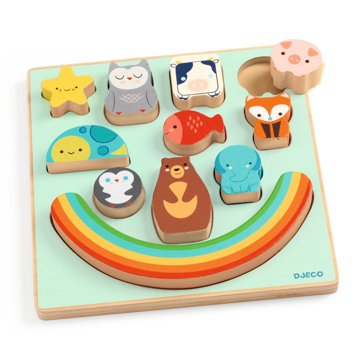 2in1 Puzzle Stapelspiel und Balancespiel aus Holz von Djeco