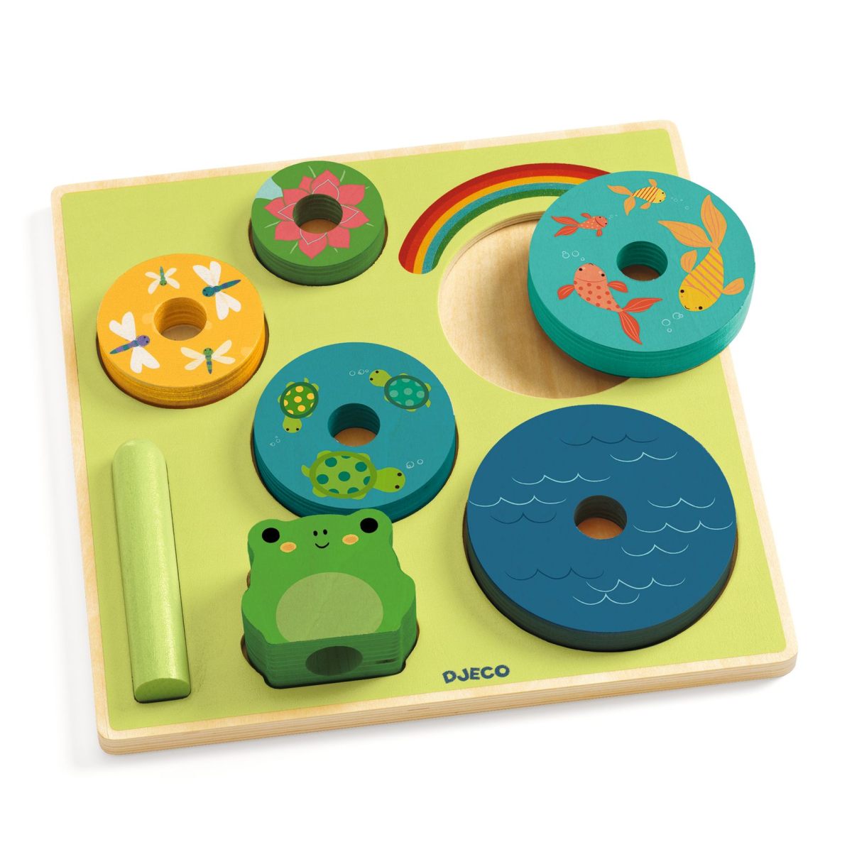 2in1 Legepuzzle und Stapelspiel Frosch aus Holz von Djeco