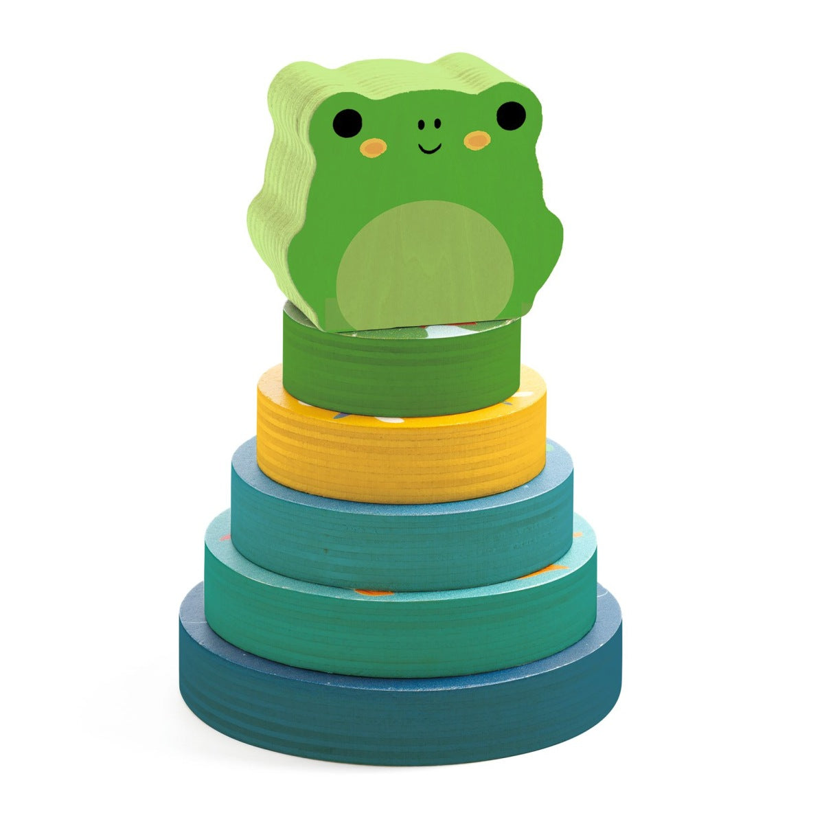 2in1 Legepuzzle und Stapelspiel Frosch aus Holz von Djeco