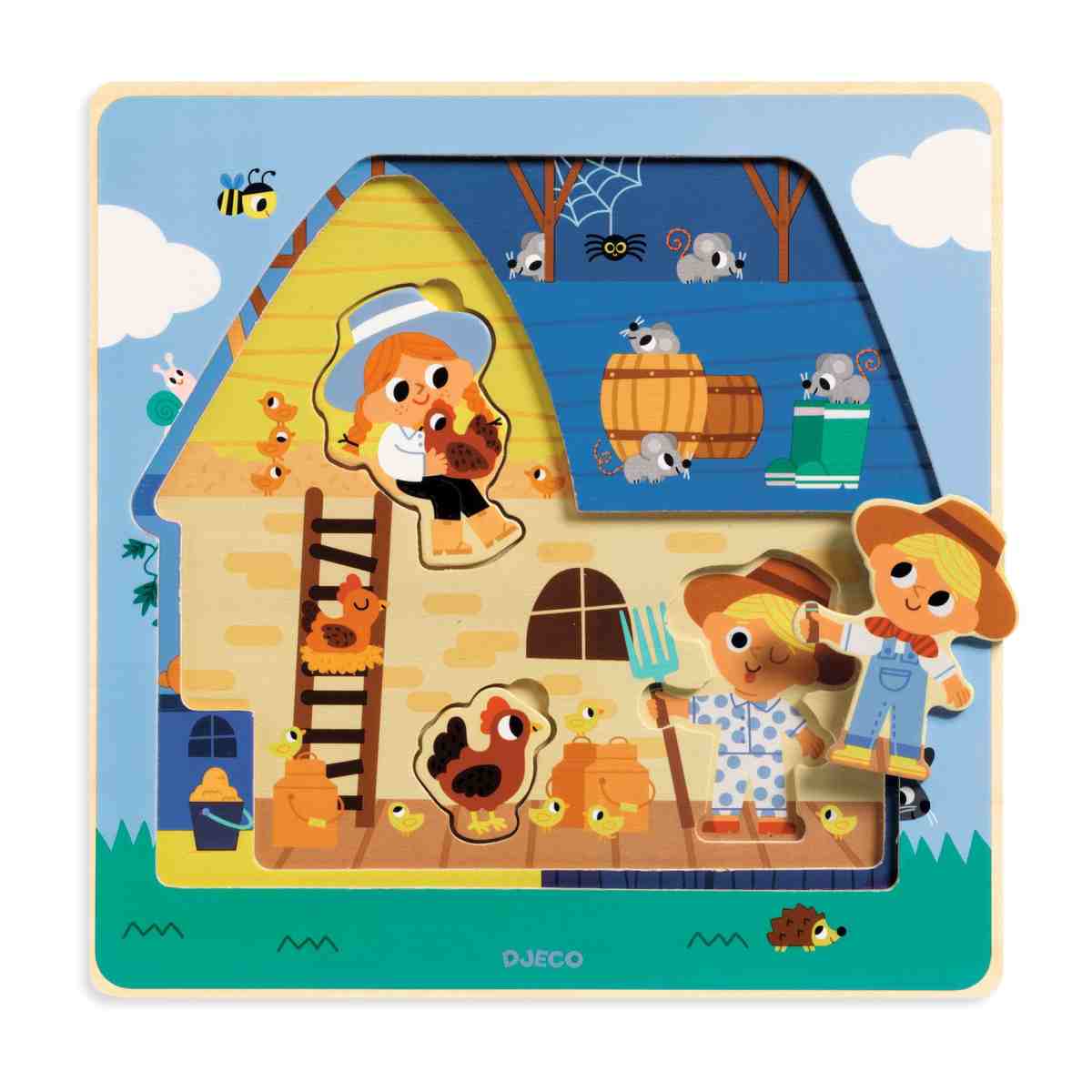 Schichtpuzzle aus Holz 12 Teile auf 3 Ebenen