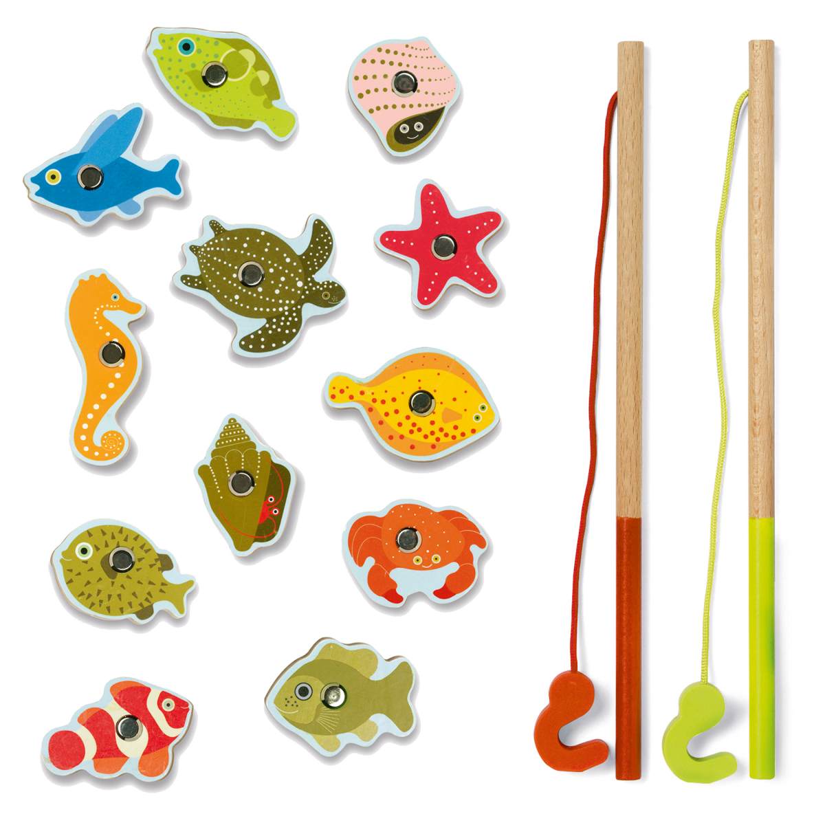 Magnetisches Angelspiel Tropische Fische aus Holz von Djeco