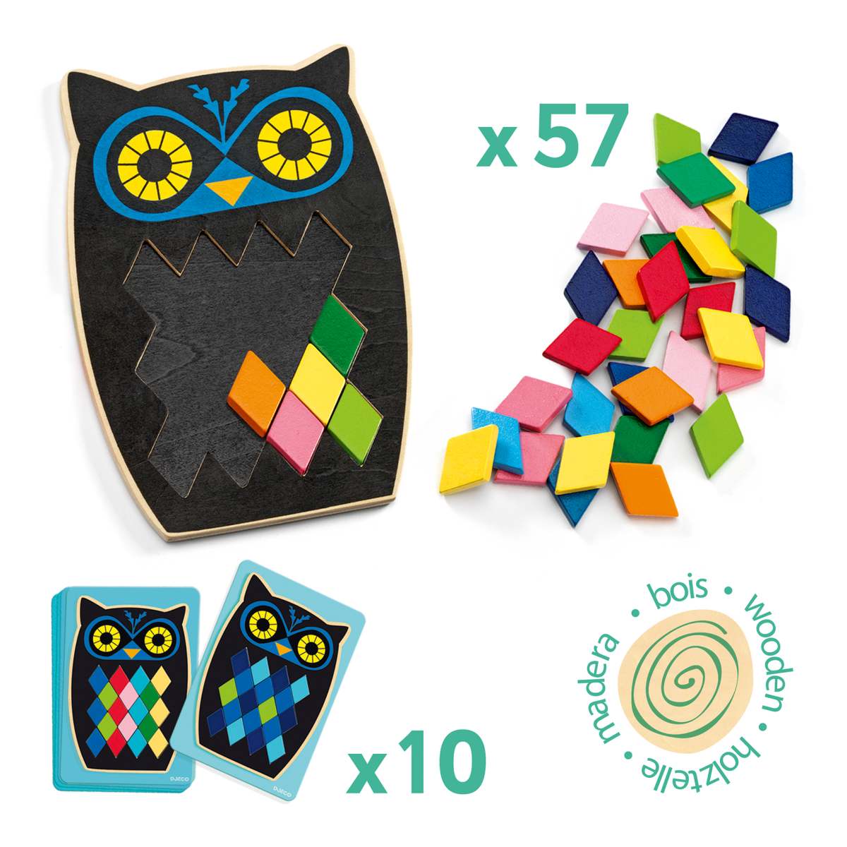 Mosaik Puzzlespiel Eule aus Holz