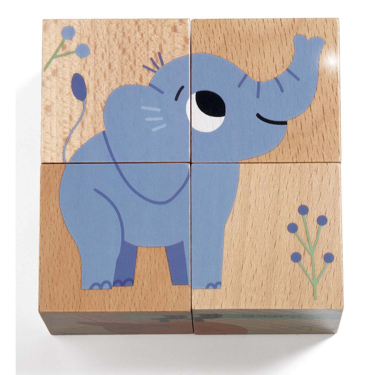 Würfelpuzzle aus Holz Wildtiere von Djeco