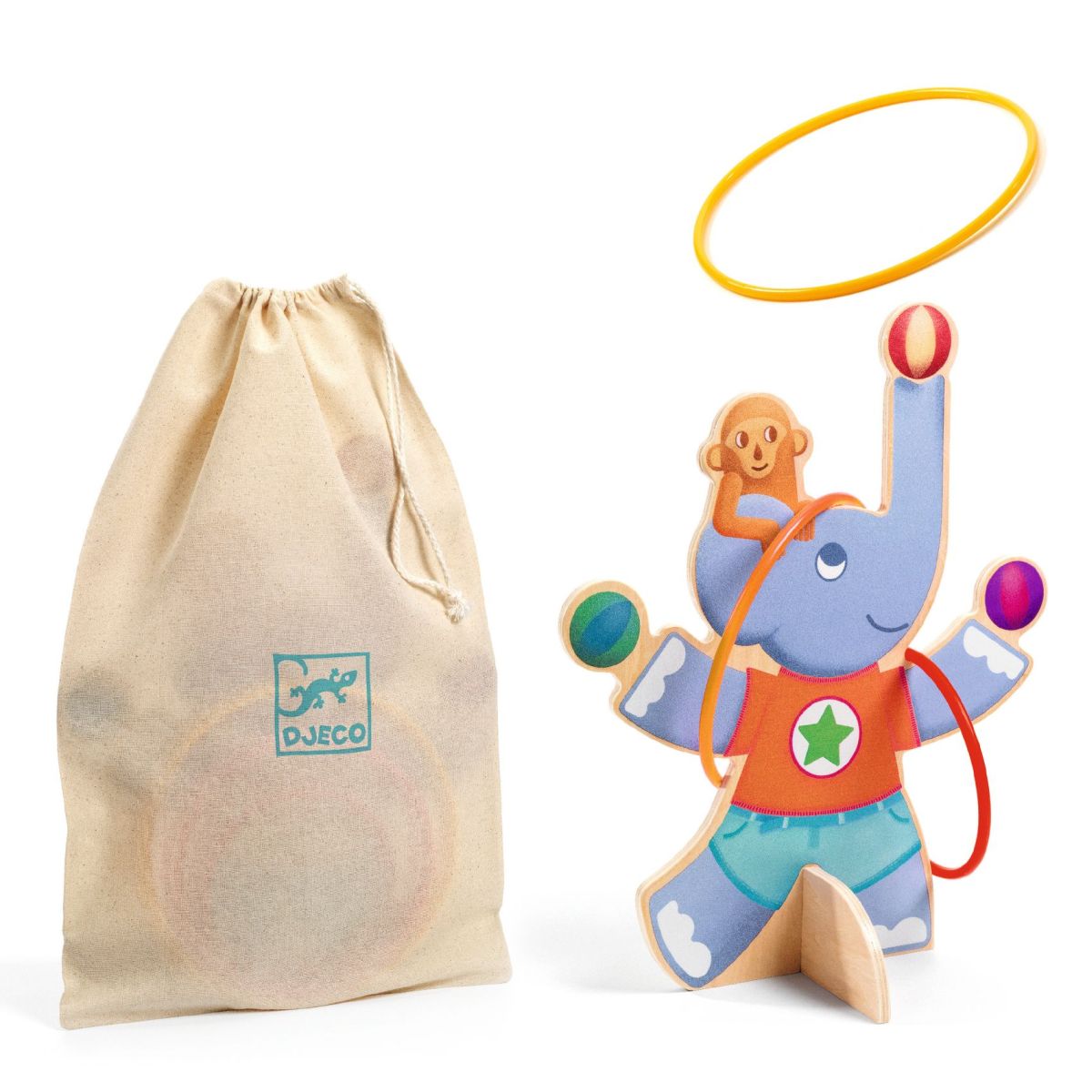 Ringwurfspiel Elefant mit Baumwollbeutel