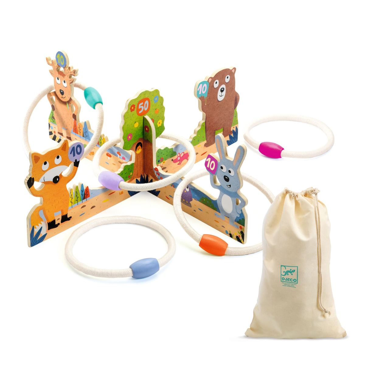 Ringwurfspiel Lustige Tiere aus Holz