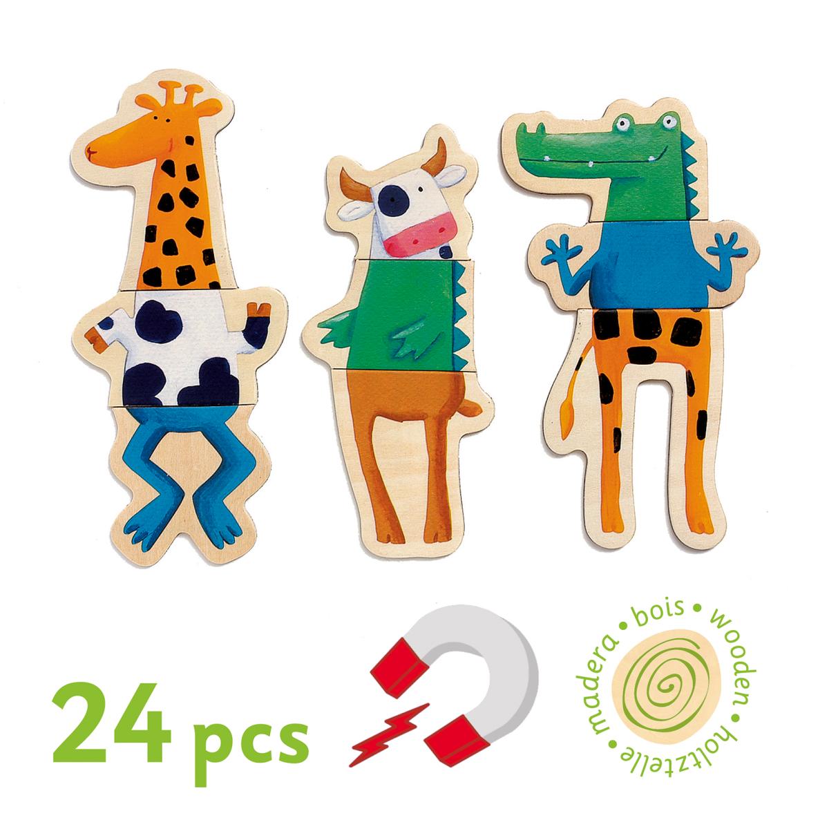 Magnetspiel mit 24 magnetische Holzteilen Tiere von Djeco