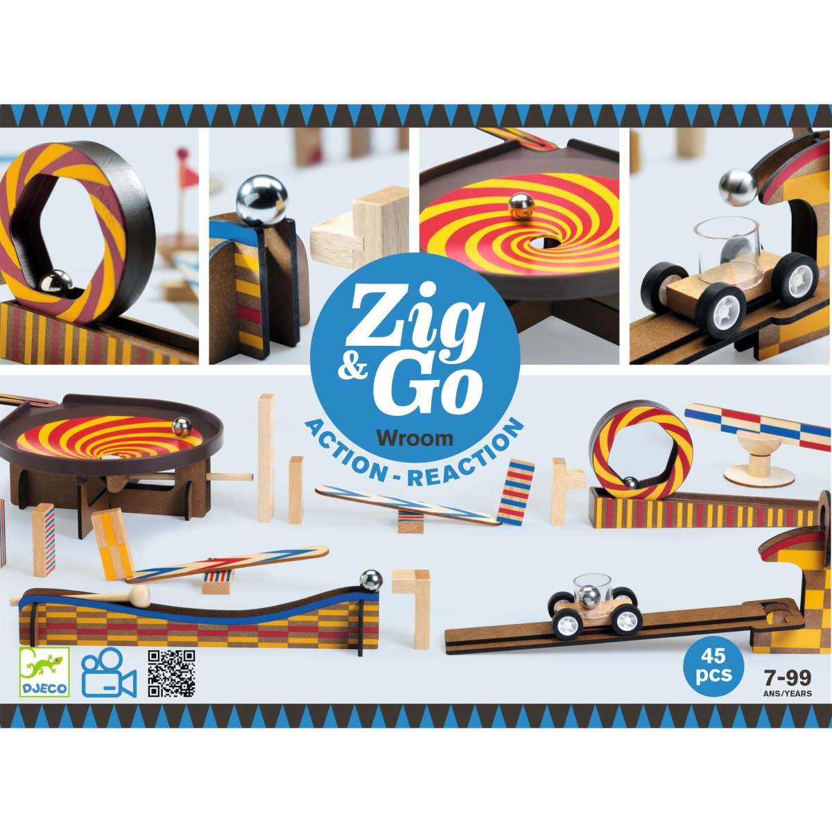 Zig & Go Kugelbahn Bausatz aus Holz mit 43Teilen von Djeco