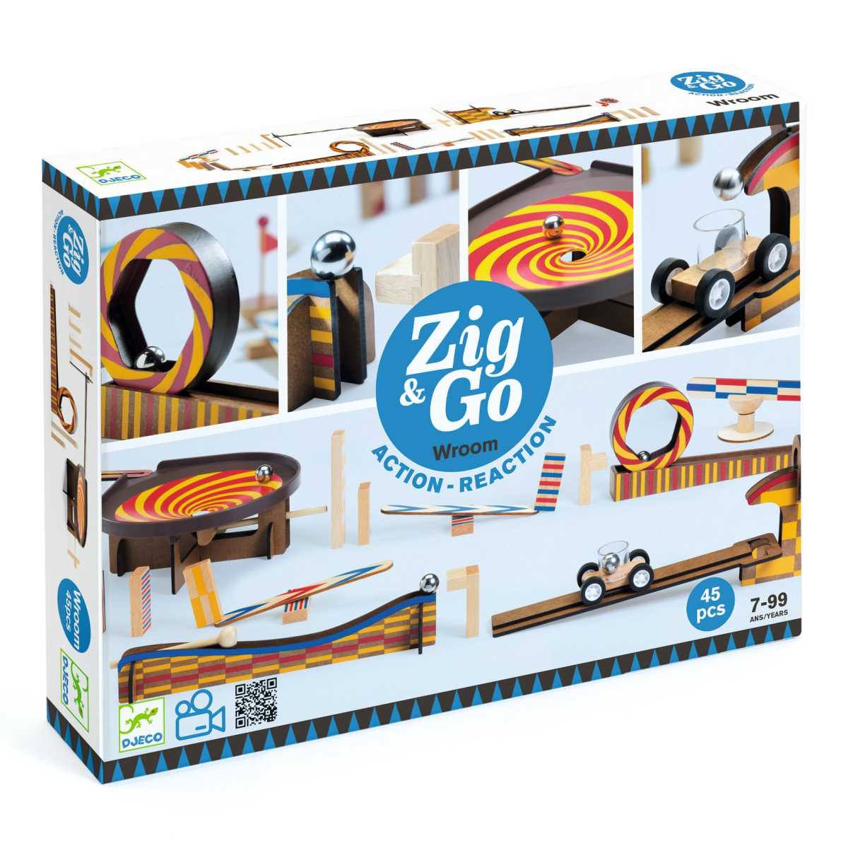 Zig & Go Kugelbahn Bausatz aus Holz mit 43Teilen von Djeco