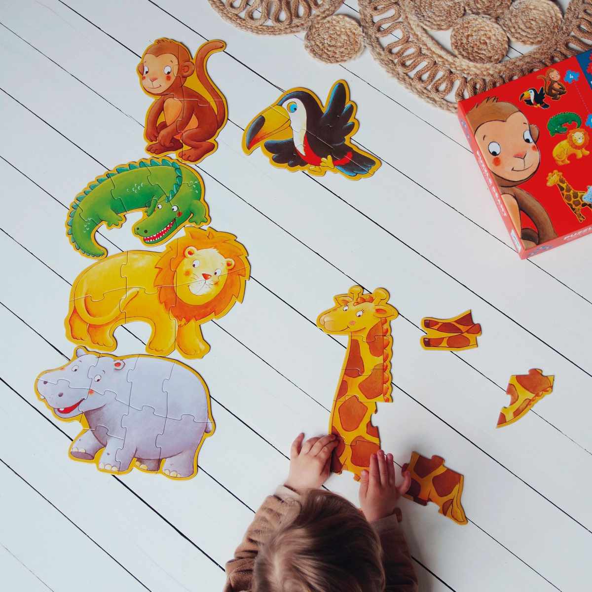 Set mit 6 Puzzle 4,6 und 9Teile Dschungeltiere