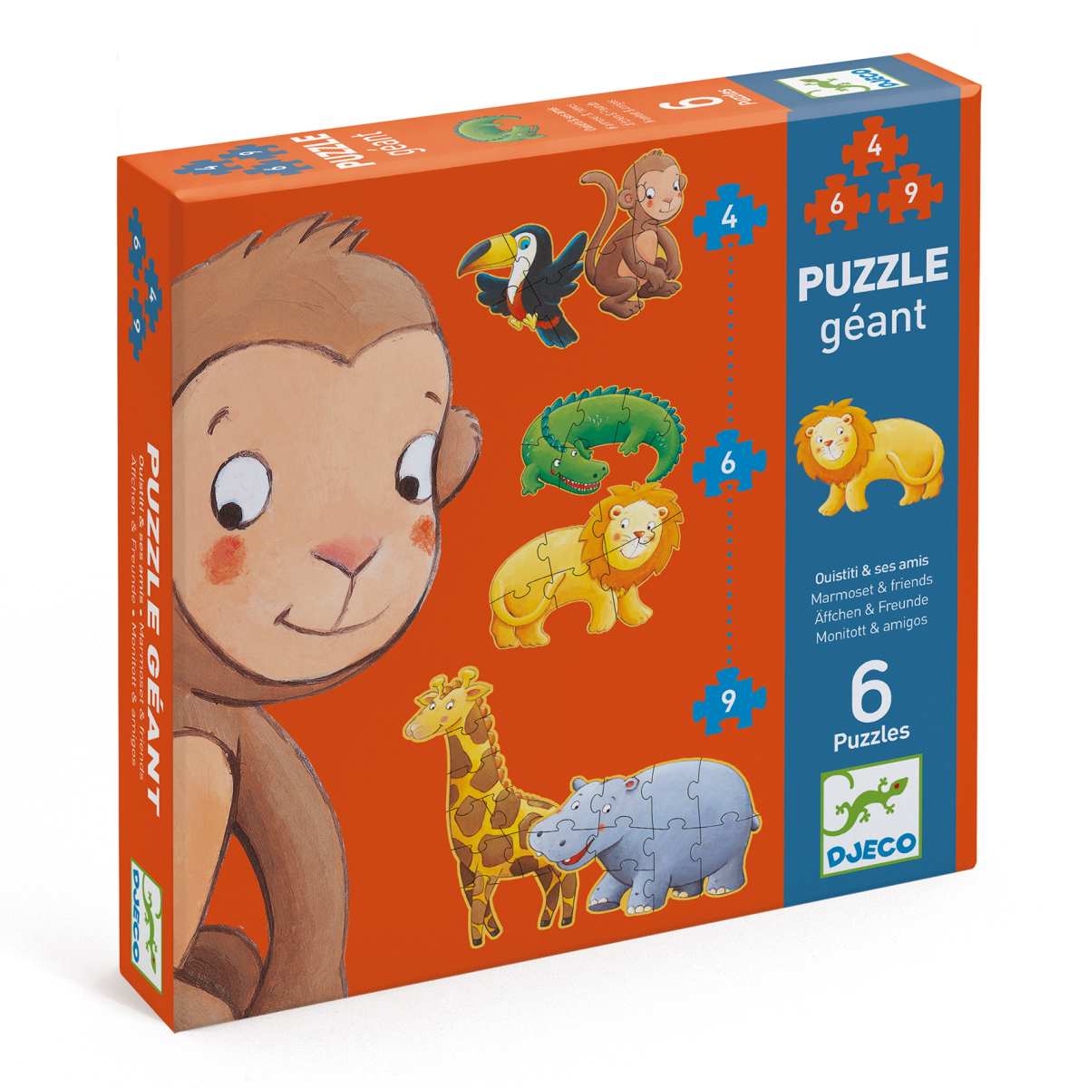 Set mit 6 Puzzle 4,6 und 9Teile Dschungeltiere