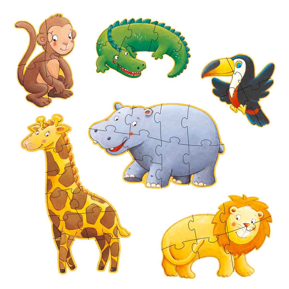 Set mit 6 Puzzle 4,6 und 9Teile Dschungeltiere