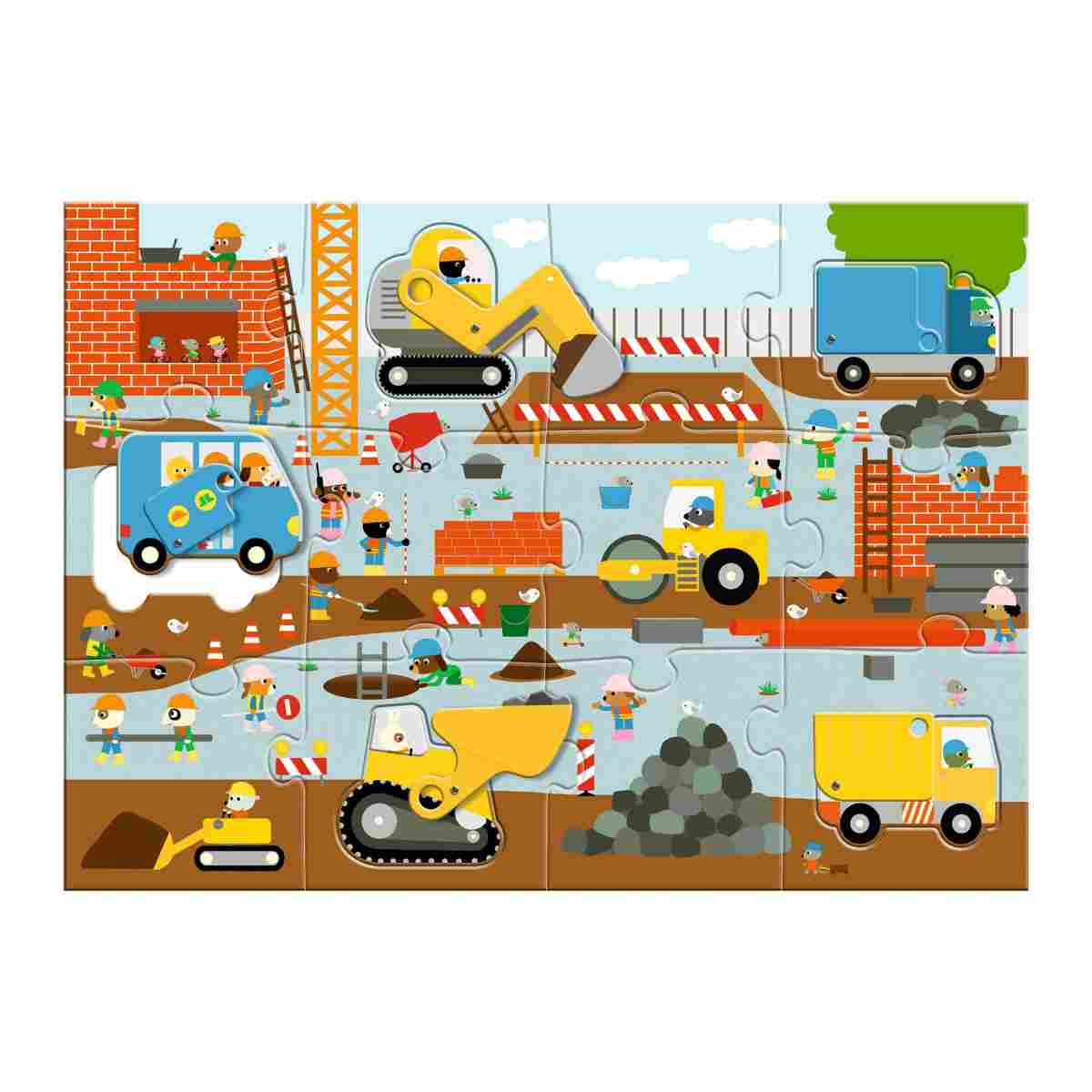 Bodenpuzzle Baustelle 12Teile + 5Teile