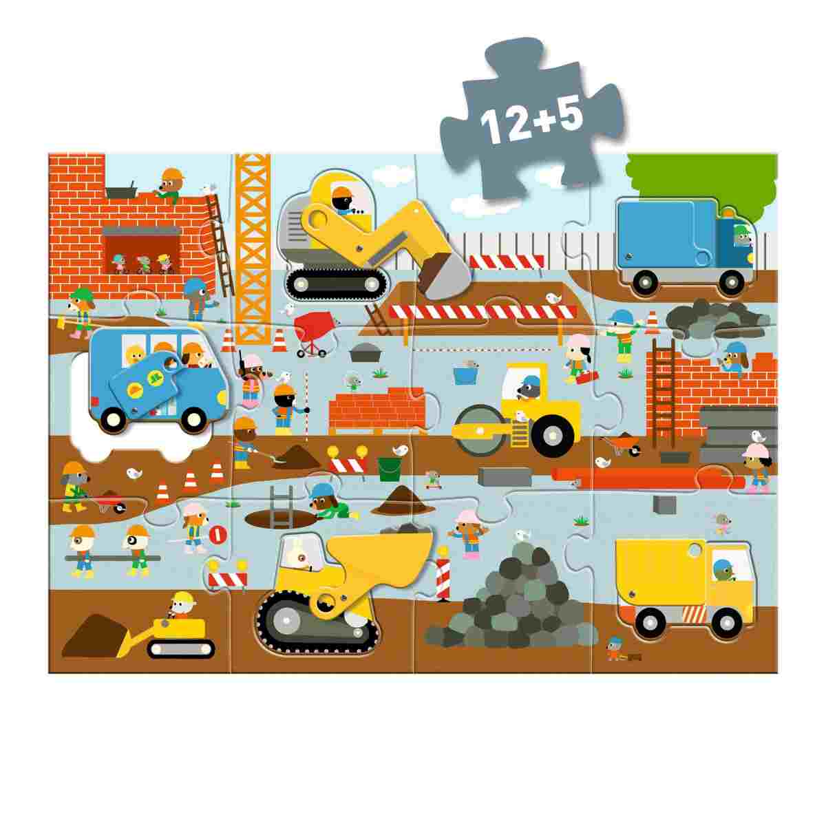 Bodenpuzzle Baustelle 12Teile + 5Teile
