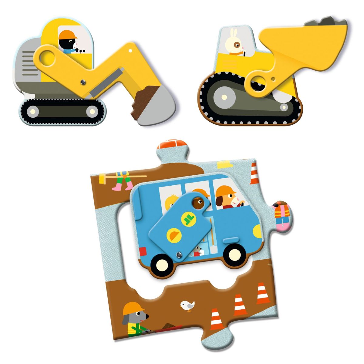 Bodenpuzzle Baustelle 12Teile + 5Teile