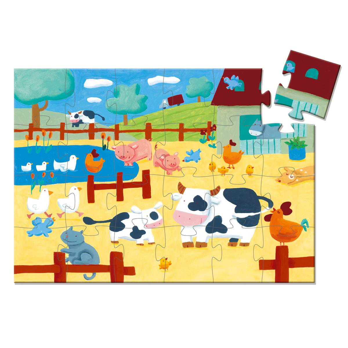 Puzzle Bauernhof 24 Teile in Kuh-Box