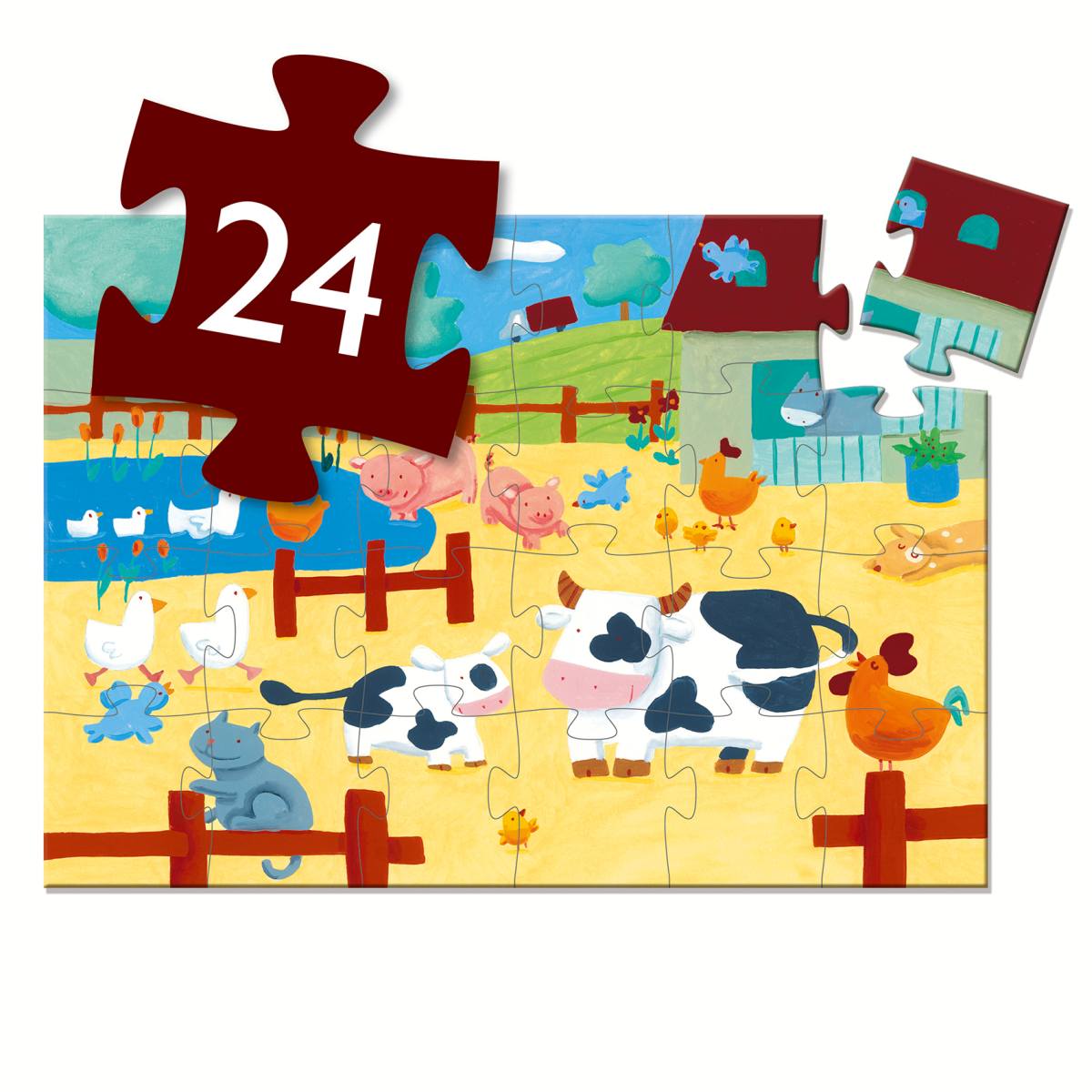Puzzle Bauernhof 24 Teile in Kuh-Box