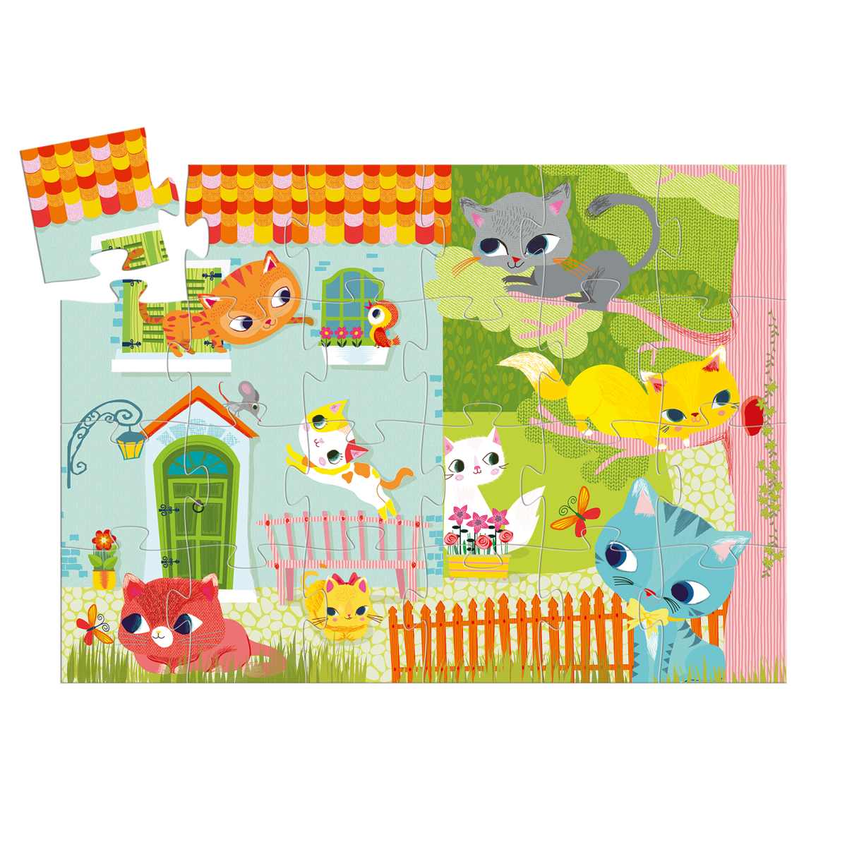 Puzzle Katzen mit 24Teilen in Katzen-Box