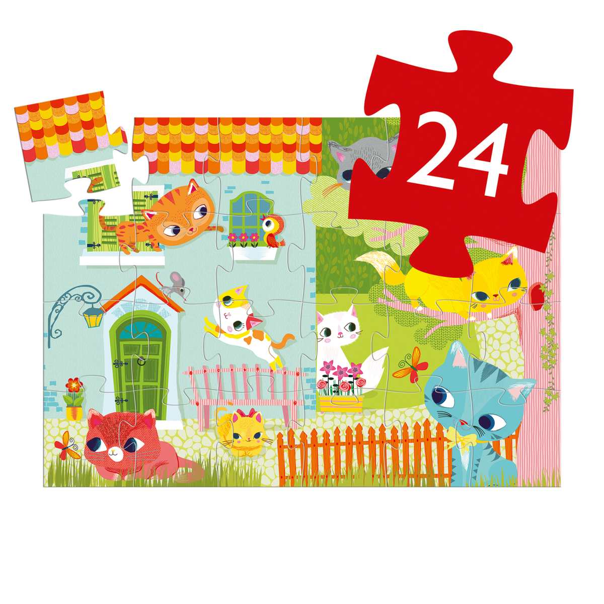 Puzzle Katzen mit 24Teilen in Katzen-Box