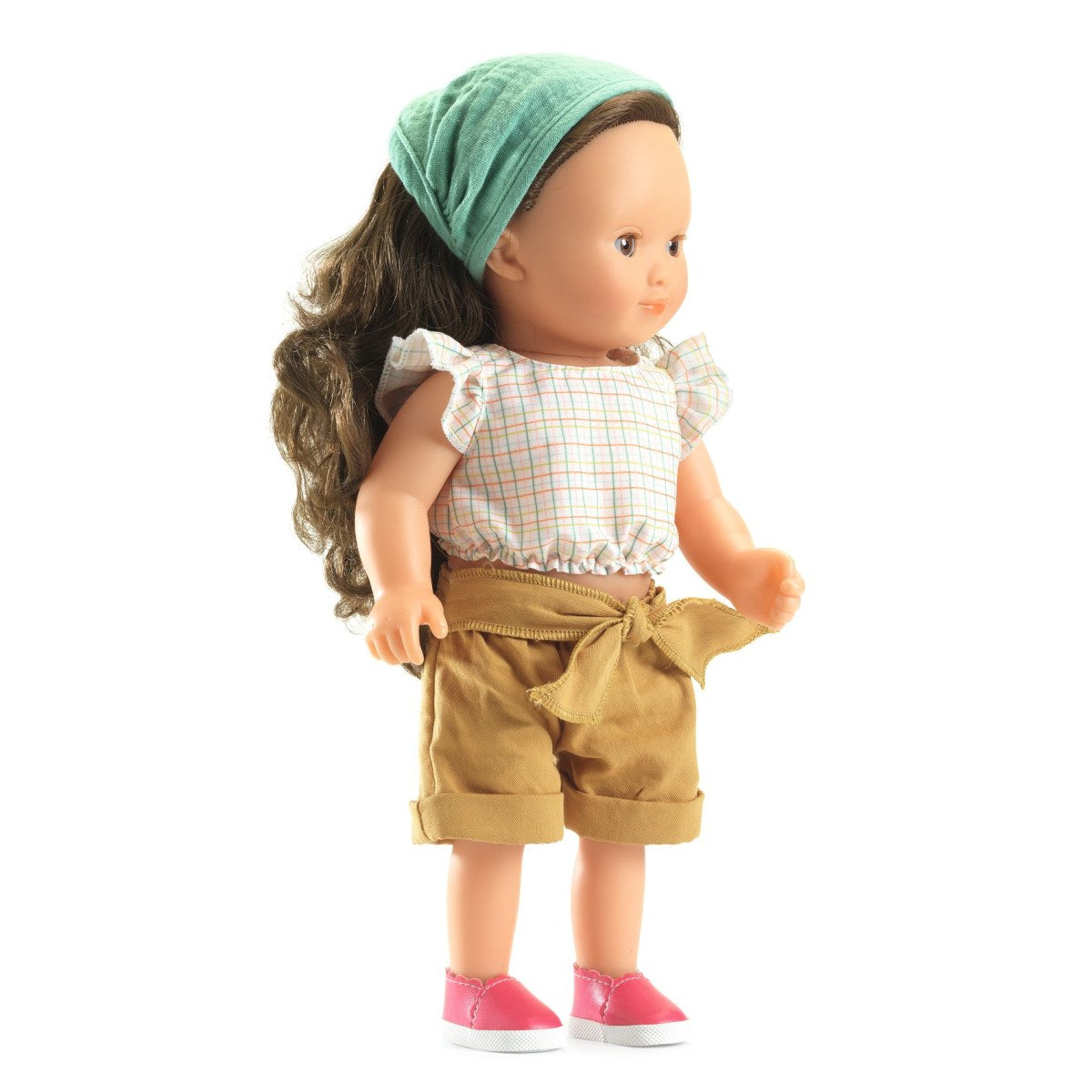 Puppe 32cm mit braunen langen Haaren