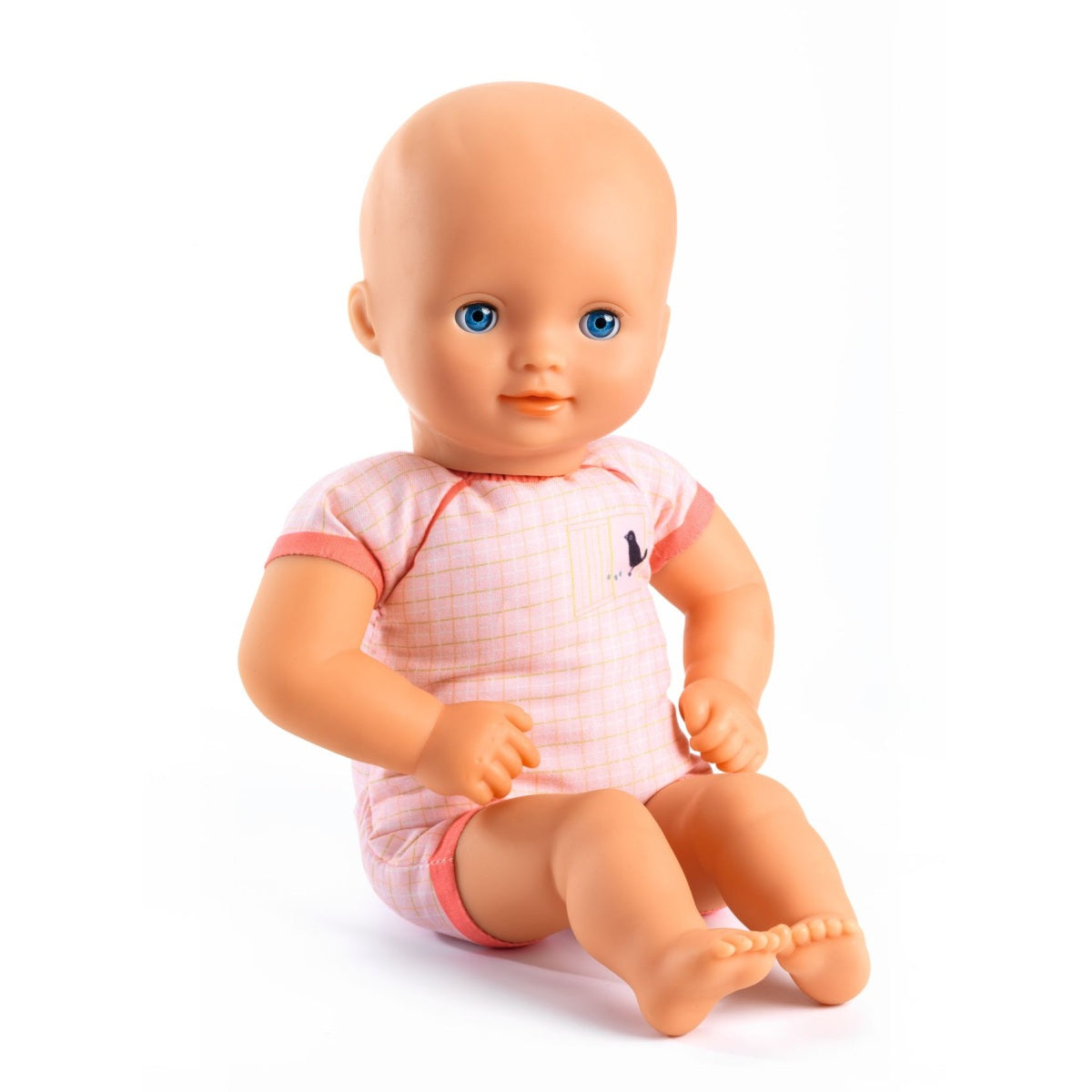 Babypuppe mit Kleid und Mütze