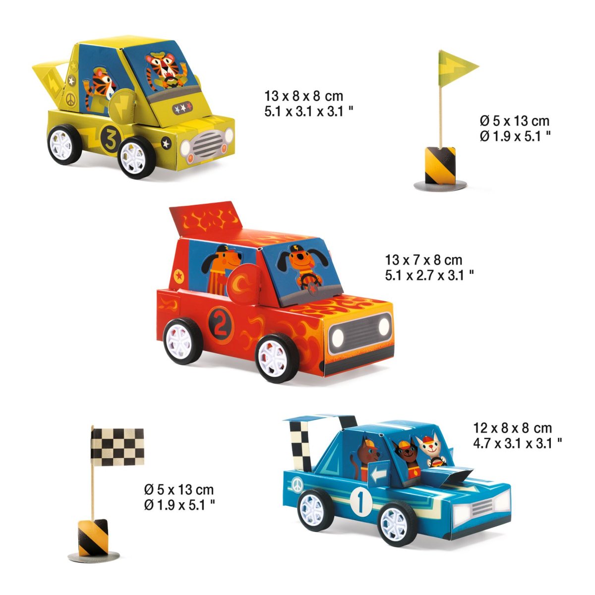 Bastel- und Spiel-Set 3 Rennautos von Djeco
