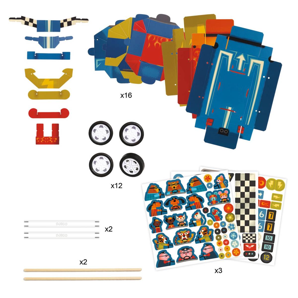 Bastel- und Spiel-Set 3 Rennautos von Djeco