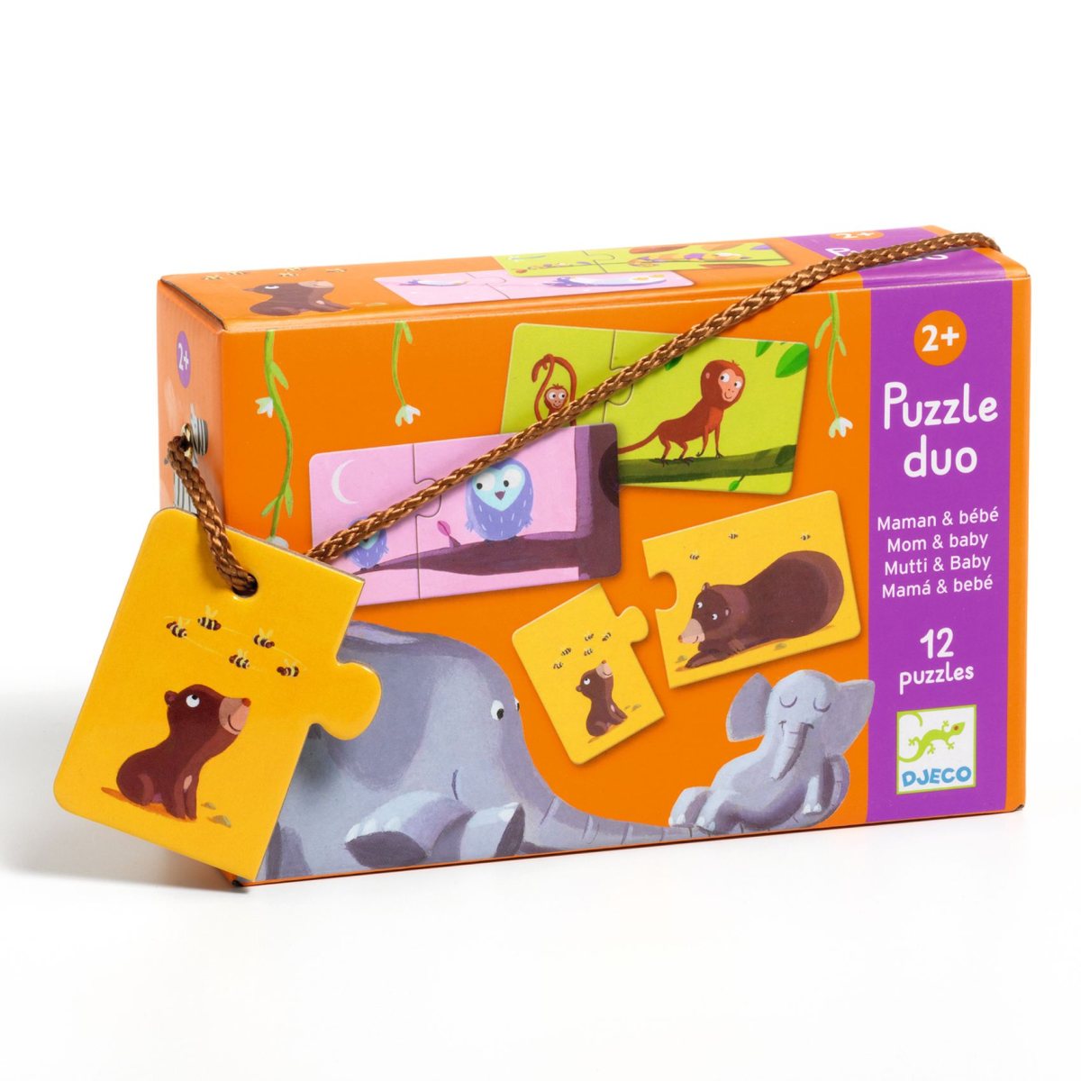 Duo-Puzzle Mama und Baby Tiere Lernpuzzle von Djeco