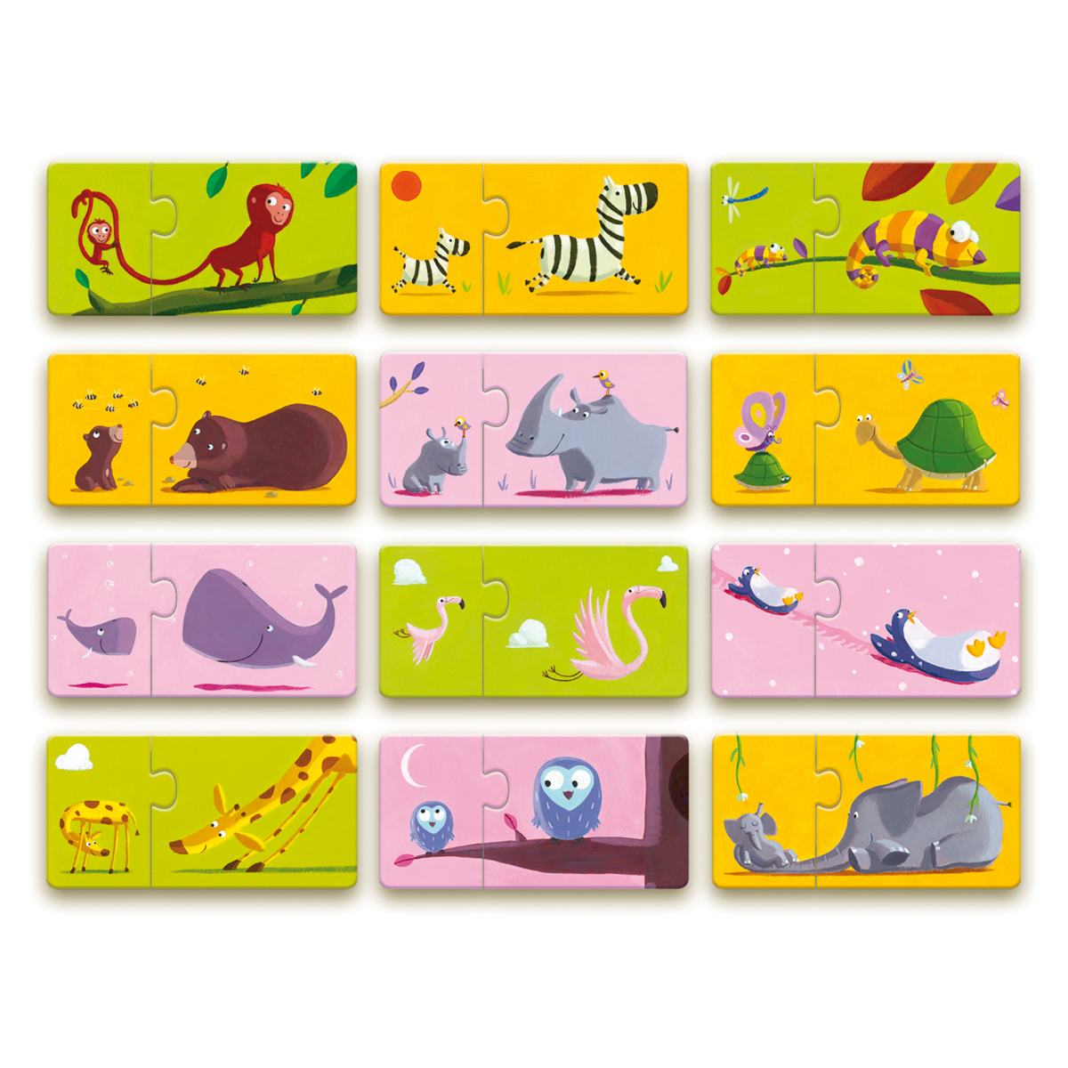 Duo-Puzzle Mama und Baby Tiere Lernpuzzle von Djeco
