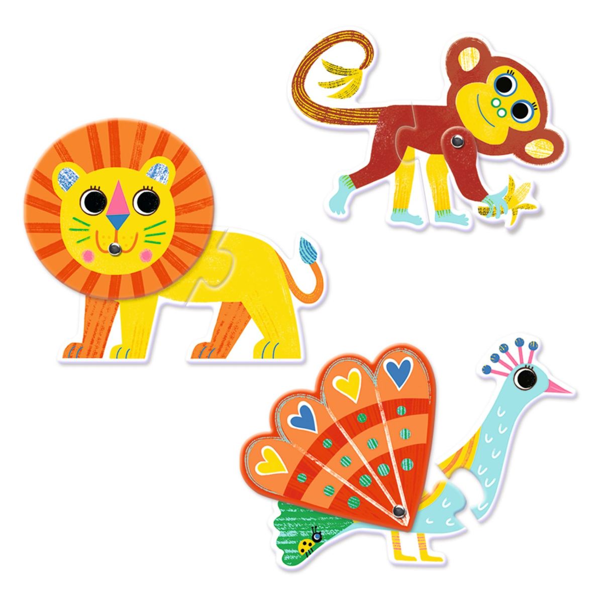 Duo Puzzle mit beweglichen Teilen Tiere von Djeco
