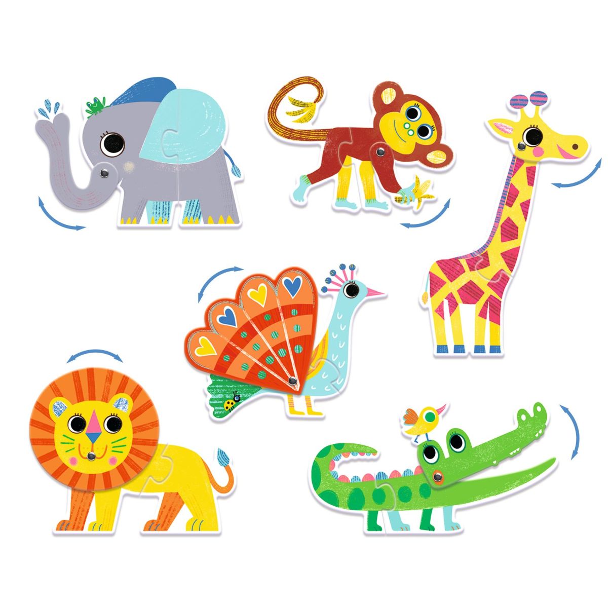 Duo Puzzle mit beweglichen Teilen Tiere von Djeco