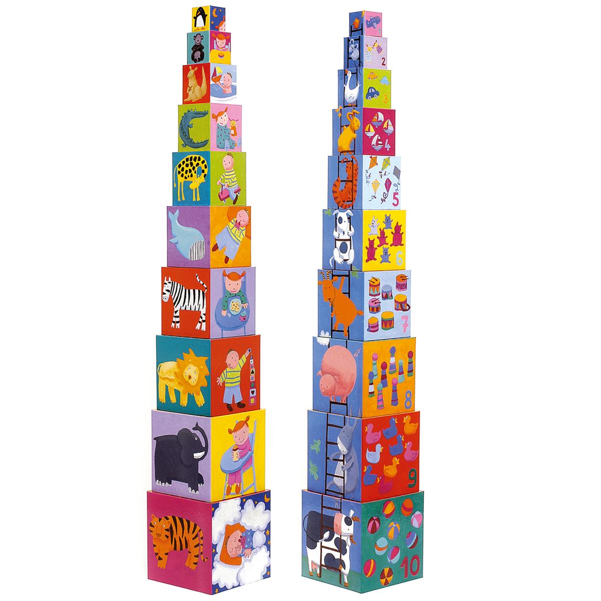 Stapelturm aus 10 bunten Würfel von Djeco