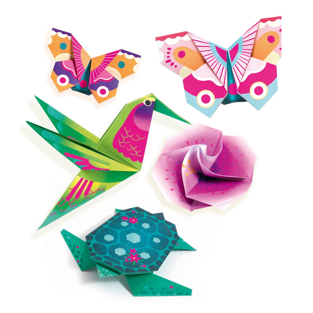 Origami Set Exotische Motive in neon von Djeco