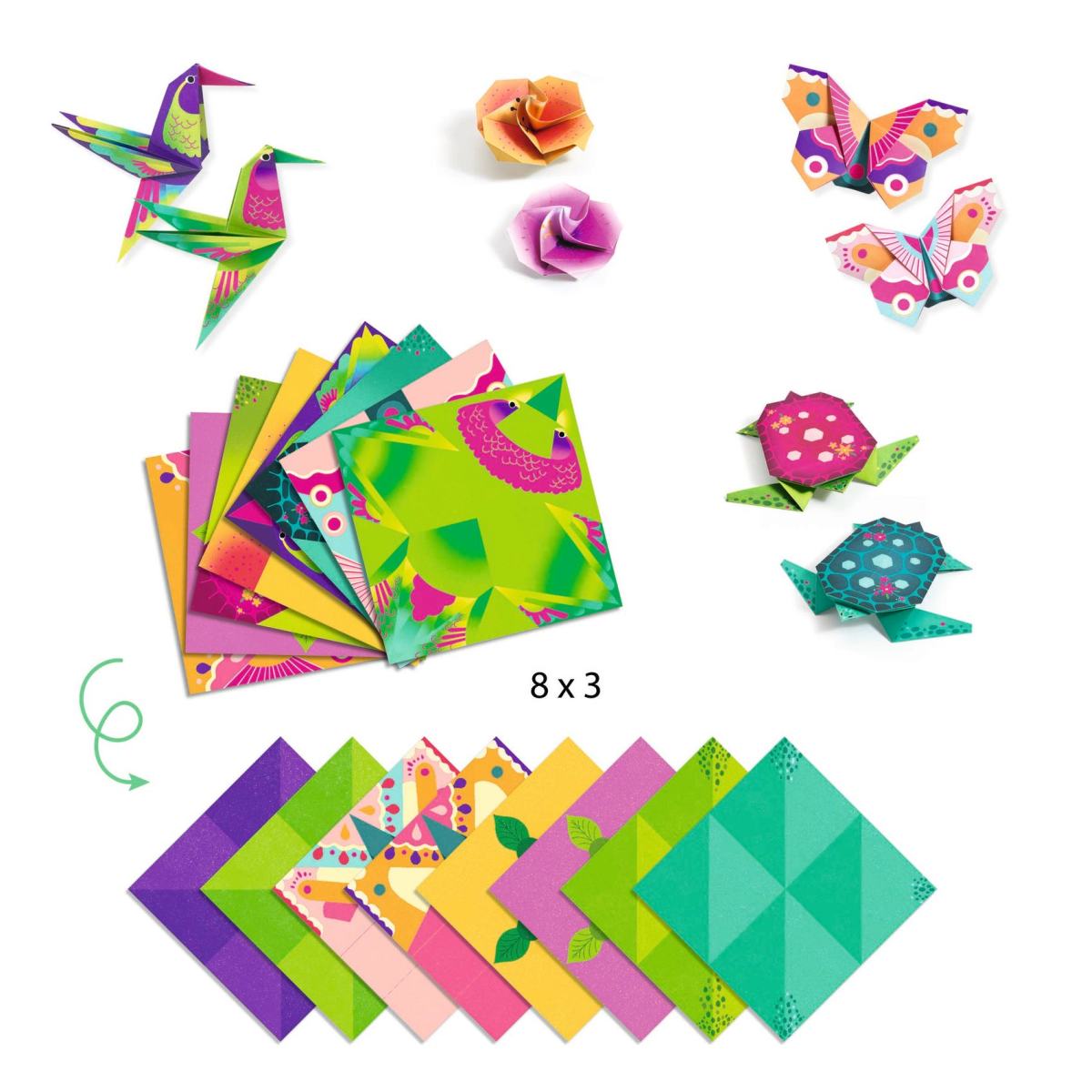 Origami Set Exotische Motive in neon von Djeco