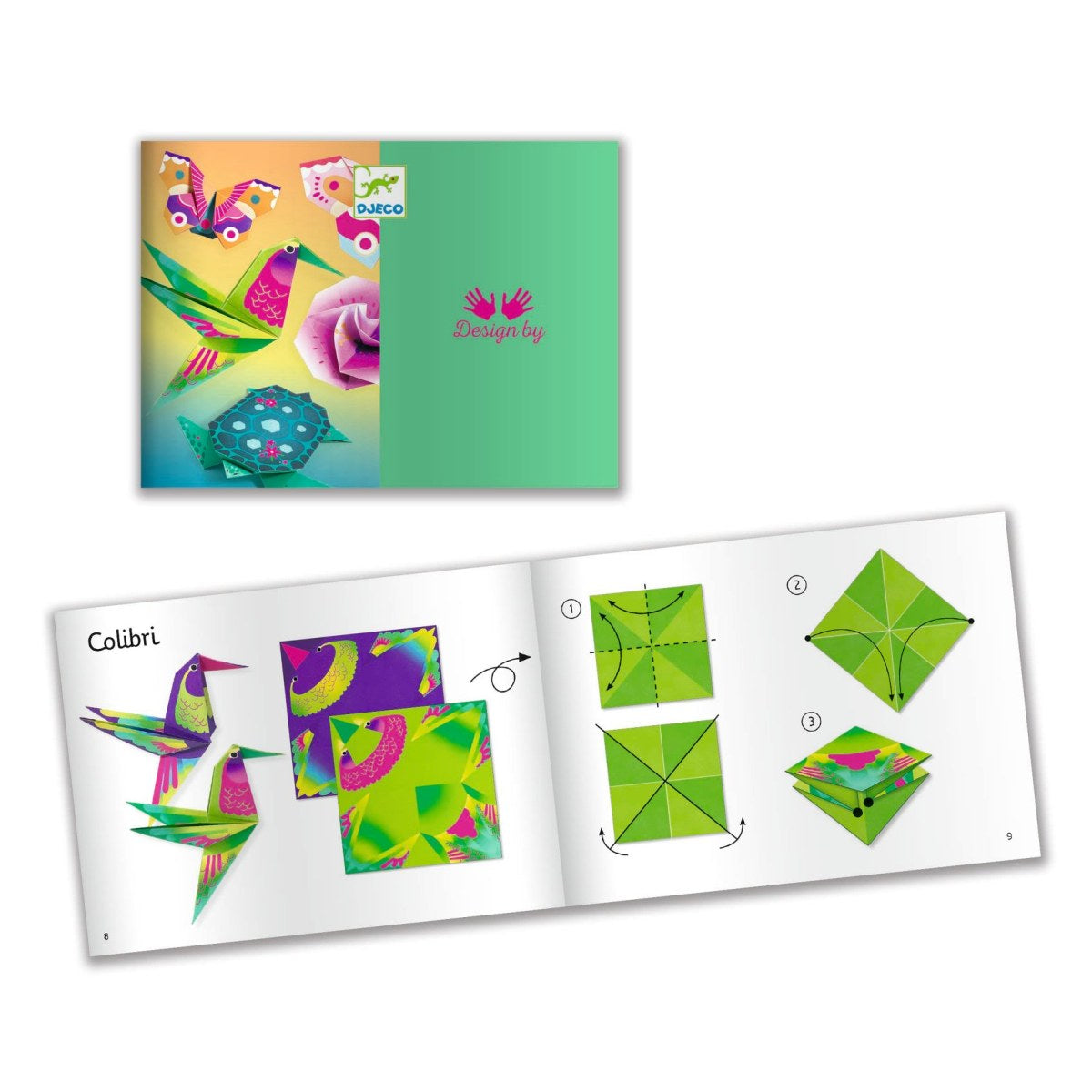 Origami Set Exotische Motive in neon von Djeco