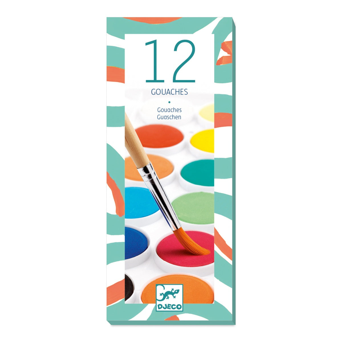 Farbpalette mit 12 Wasserfarben von Djeco