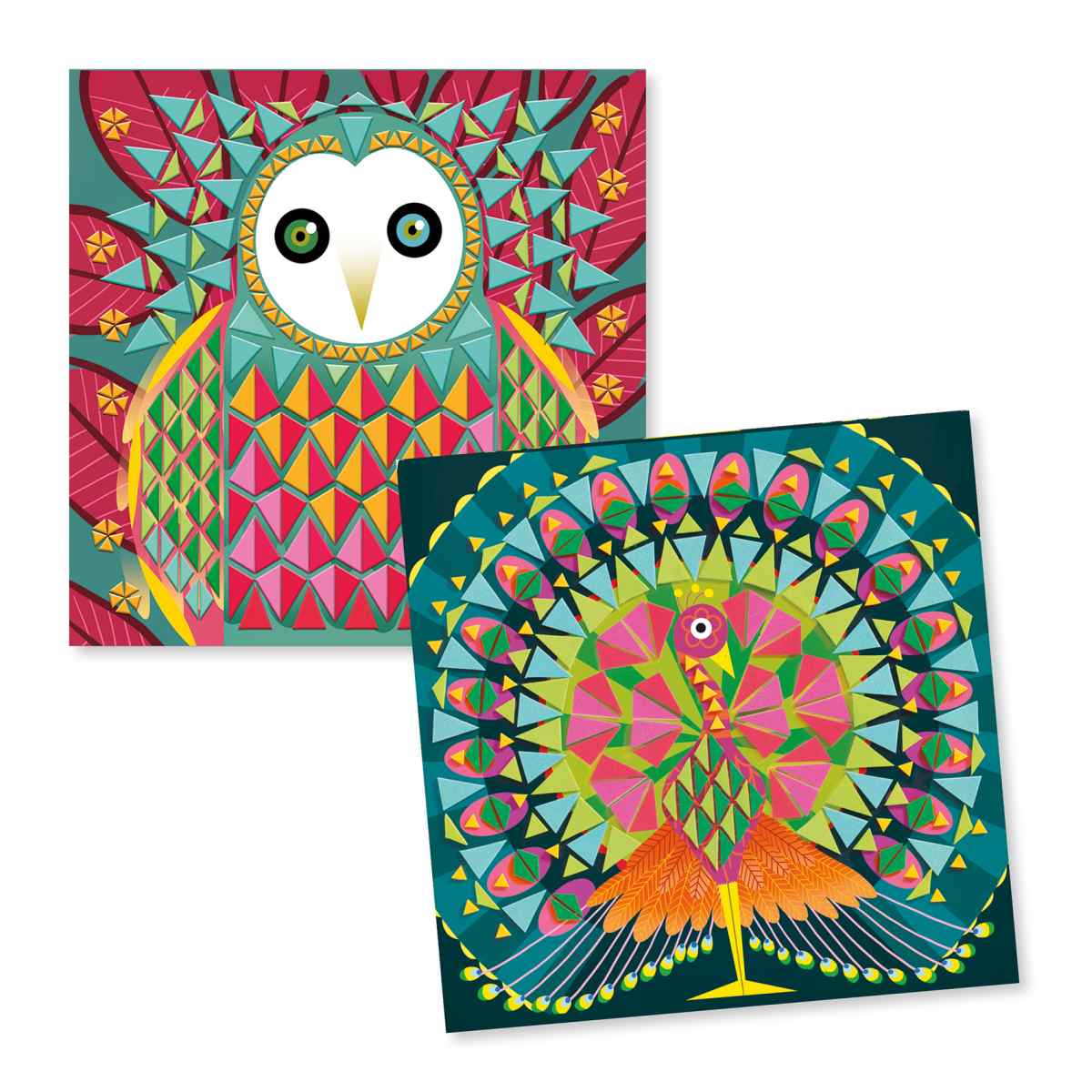 Mosaike gestalten Pfau und Eule von Djeco
