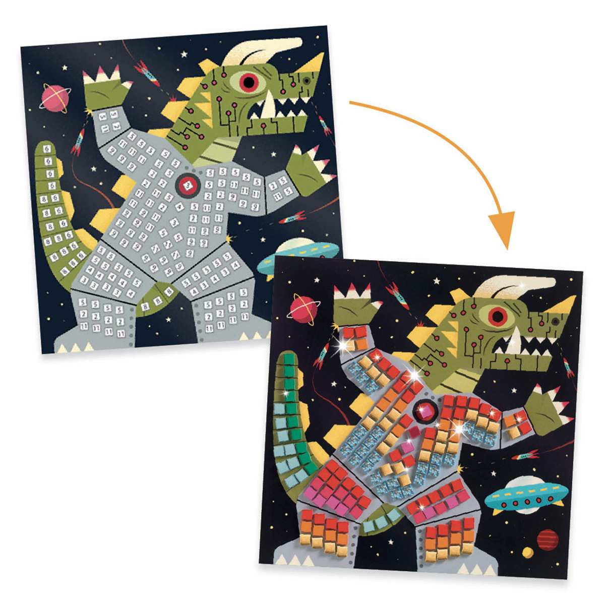 Mosaike gestalten Roboter und Monster von Djeco